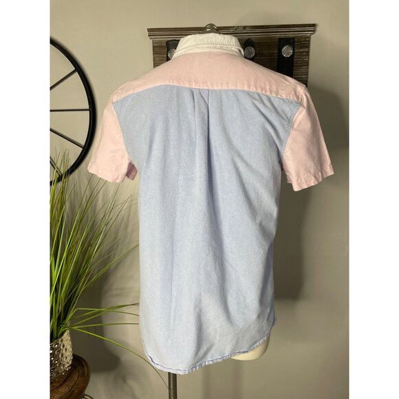 FOREVER 21 Tri-Color Men's Short Sleeve Button-Down Oxford Shirt Size L - Picture 3 of 7